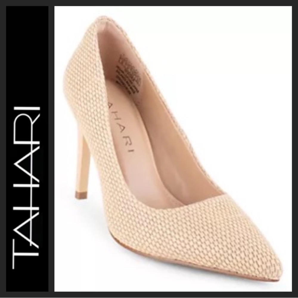 NWT Tahari Woven Rafia Niagra Ivory Pumps